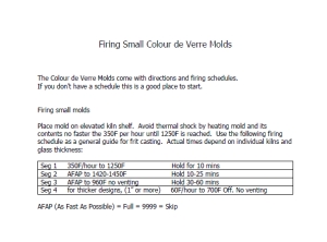 Colour de Verre Mold Firing Schedule