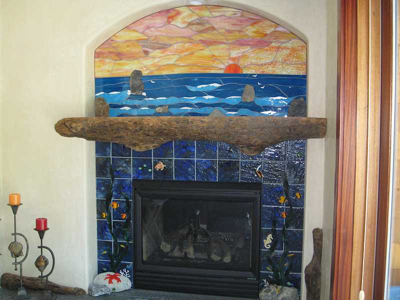A closer view of the Glass Fireplace